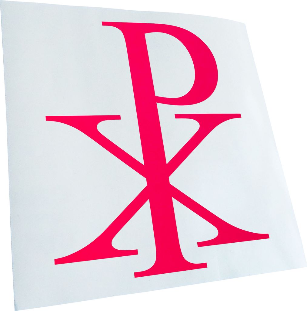 Kiwistar - Autoaufkleber - Christusmonogramm - Labarum - Neonpink - 50x42cm - Aufkleber für Auto, Laptop, Fahrrad, LKW, Motorrad mehrfarbig JDM De...