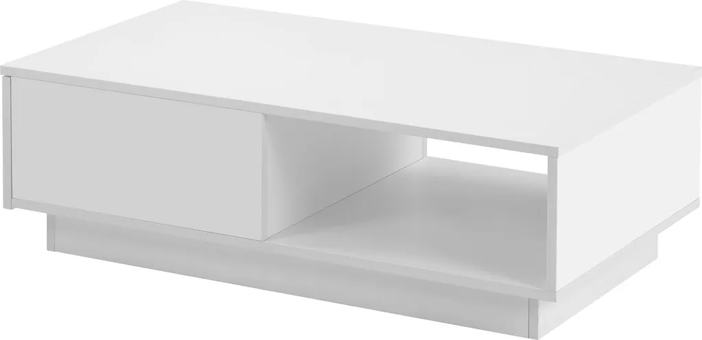 Table Basse LED Blanc OKWISH - Design Moderne en MDF Laqué - 95x55x32 cm