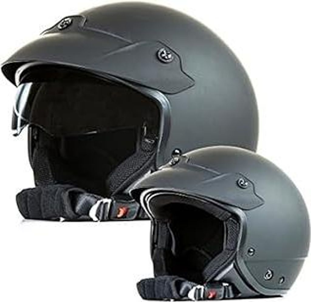 Jethelm Motorradhelm mit integrierten Sonnenvisier und Schild H740 - S