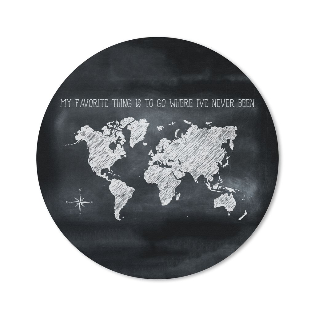 MuchoWow Mauspad Mousepad Weltkarte - Kreidetafel - Kompass 20x20 cm - Mousepads - Maus Mat - Pad - Mausunterlage - Schreibtischmatte