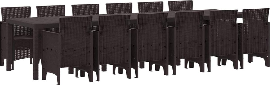 Garten Essgruppe 13 pcs Braun Polt Rattan