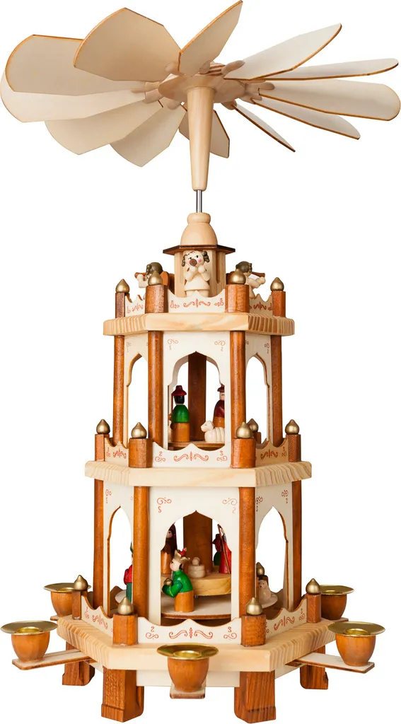 Animez votre Déco de Noël sans Électricité : Pyramide en Bois de 45 cm