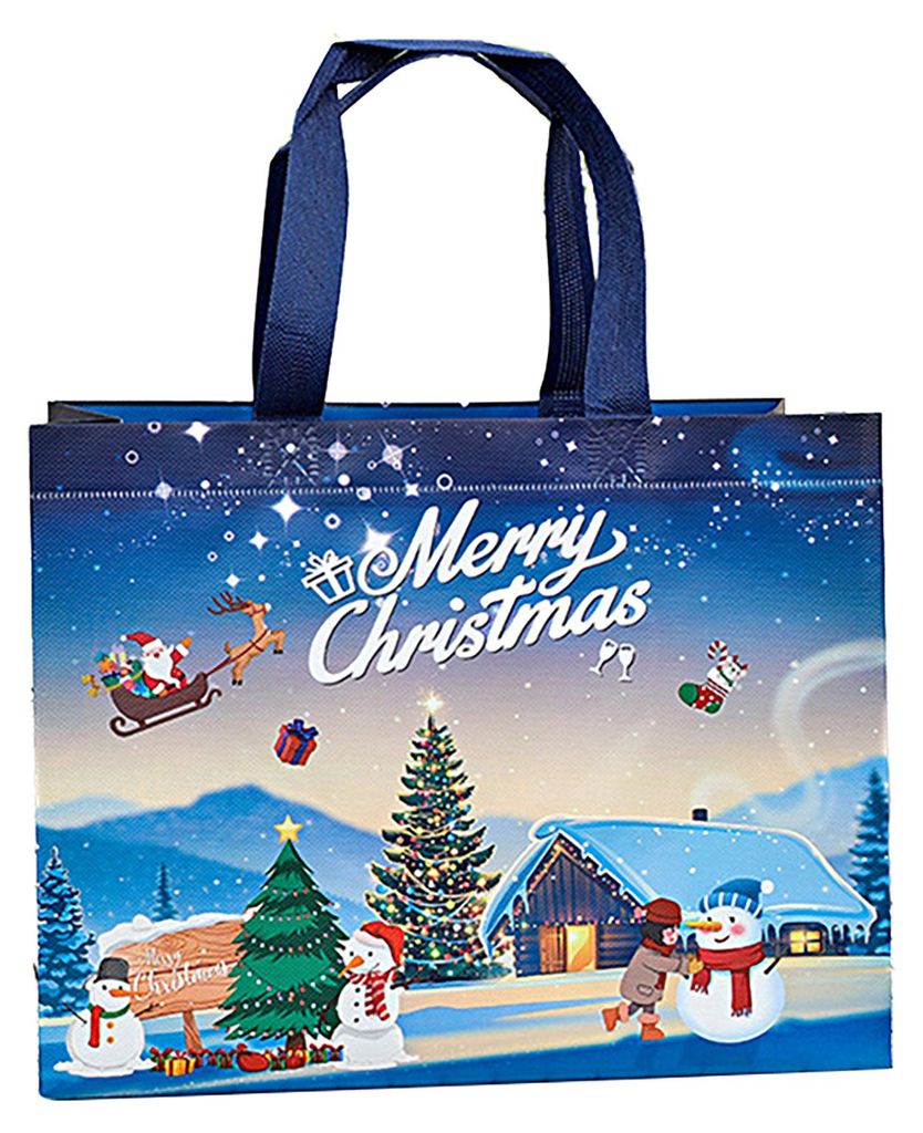 Große, wiederverwendbare Tragetasche mit Henkeln aus Vliesstoff für Weihnachtsgeschenke, ideal als Einkaufstasche für die Feiertage und Weihnach...