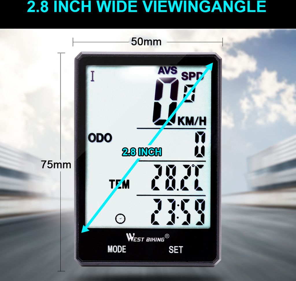 WEST BIKING 2,8 "Grossbild Fahrrad Kilometerzaehler Produktbild 5