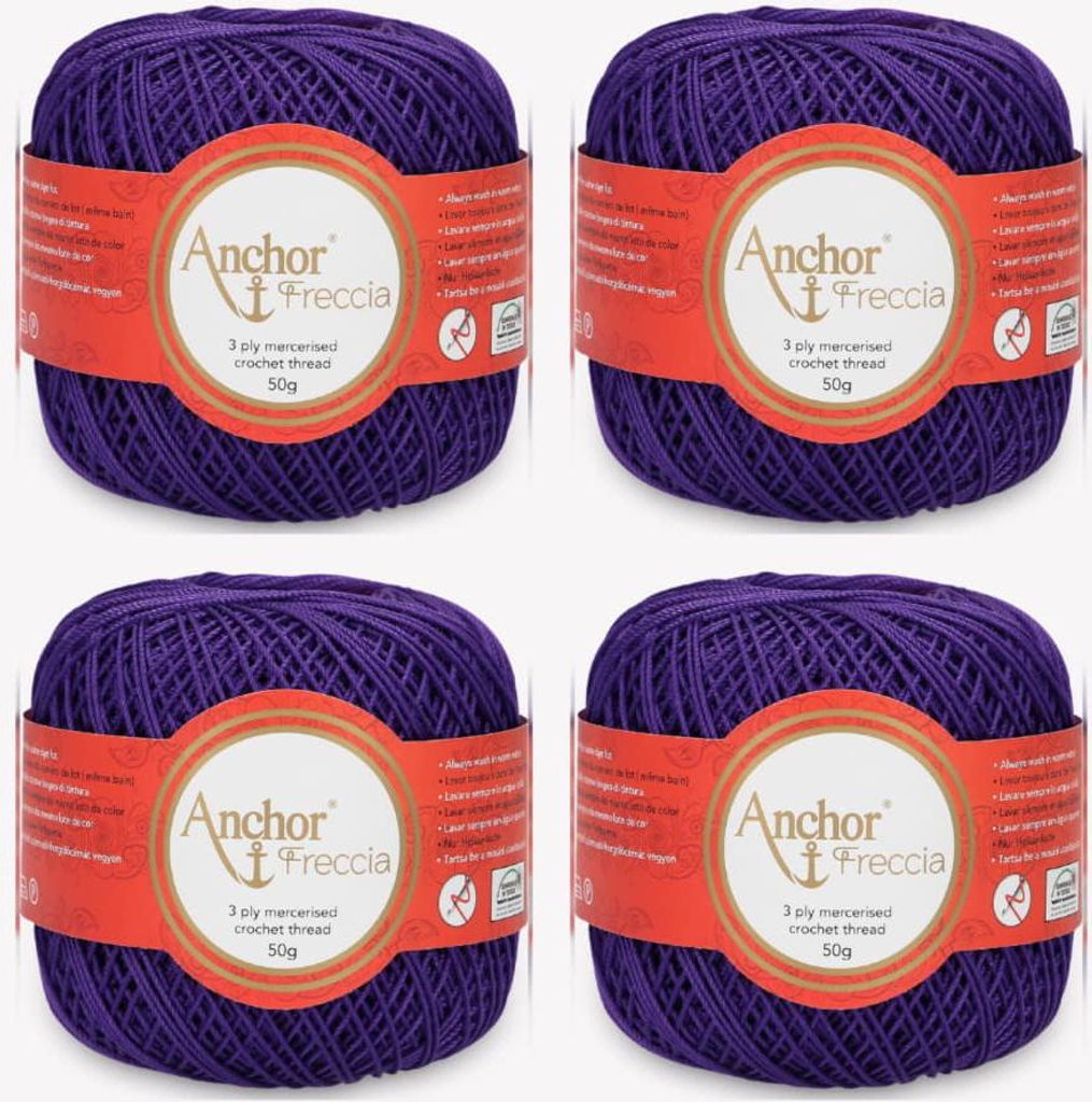 4x Anchor Freccia 6 – Feines Baumwollgarn für Häkelprojekte (Color 00112)