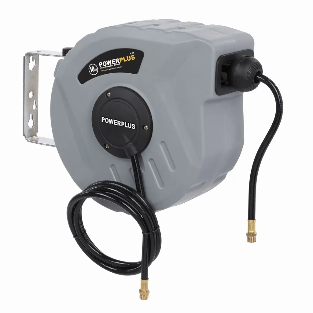 Powerplus POWAIR0215 Dévidoir de tuyau d'air 10m gris argent One Size