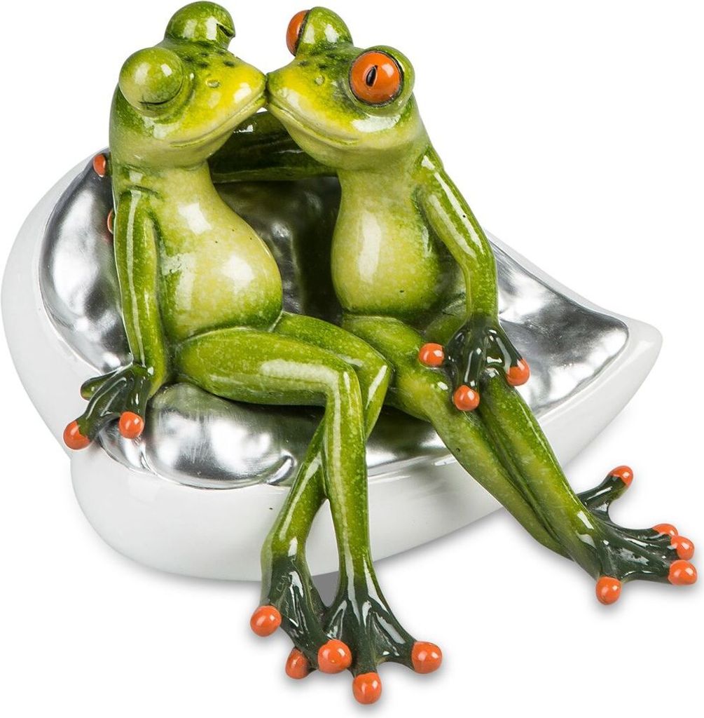 Lustige Frösche Figur Frosch Froschpaar auf Couch Poly 13 cm