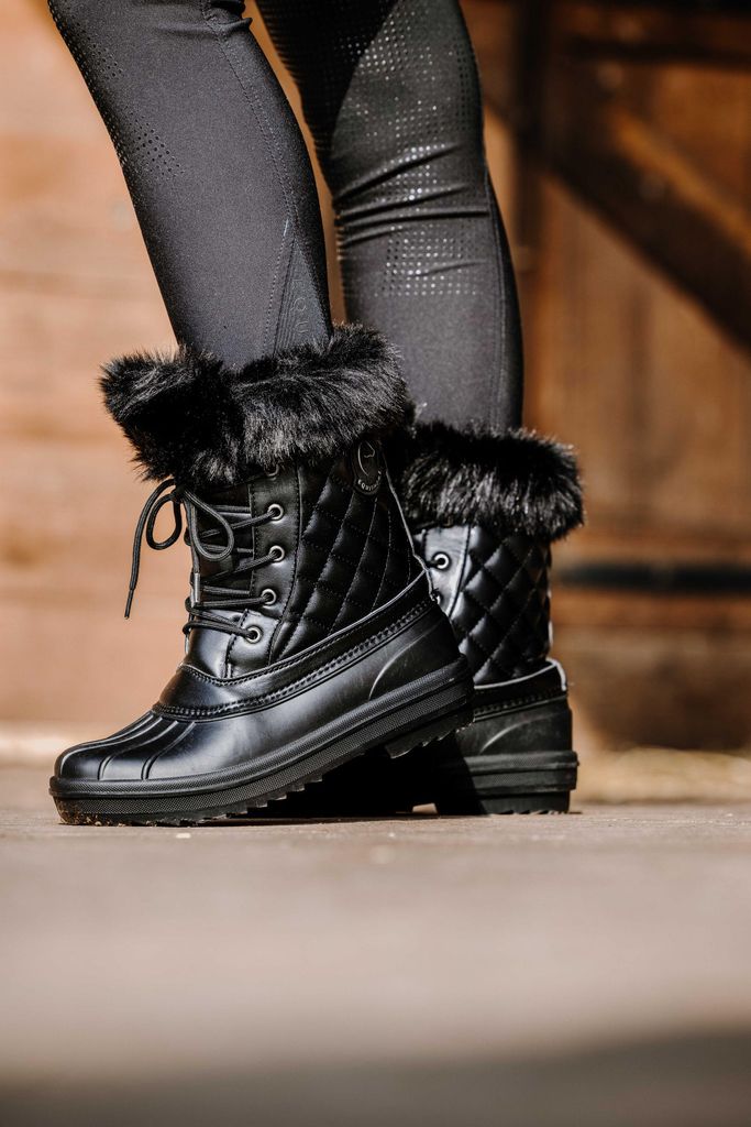 EQUITHÈME Je t'aime Damen Reitstiefelette Winter zum Schnüren, Farbe:schwarz, Größe:40