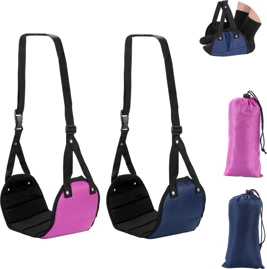 2 Stück Flugzeugfußstützen für Büro und Hängematte - Fußstütze für Flugzeug und Büro mit Tragetasche