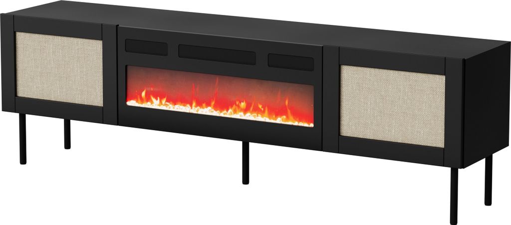 Fernsehschrank Juta Mit Elektrichem Kamin Tv-Lowboard Unterschrank 180X56X40 Cm 2 Türen