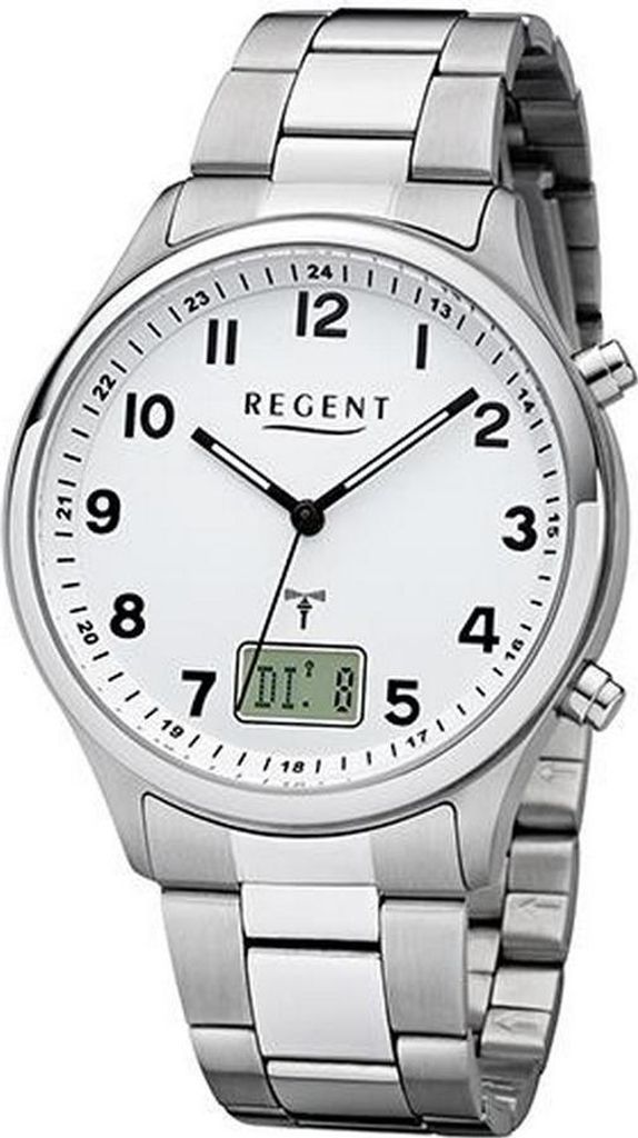 REGENT FR-275 Funk Herrenuhr Analog/Digital 40 mm 5 BAR Weiß