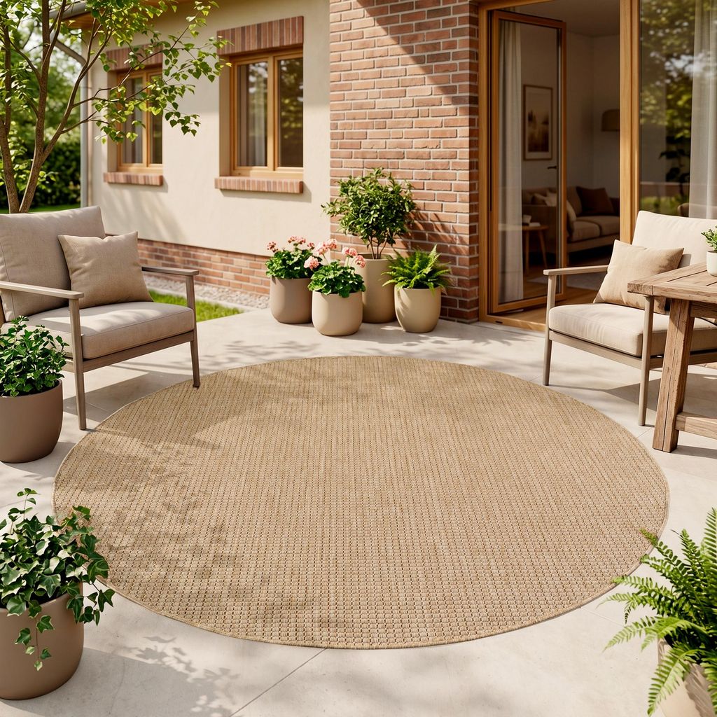 Homebyhome Tapis Extérieur Beige Rond 120 cm Balcon Image du produit 
