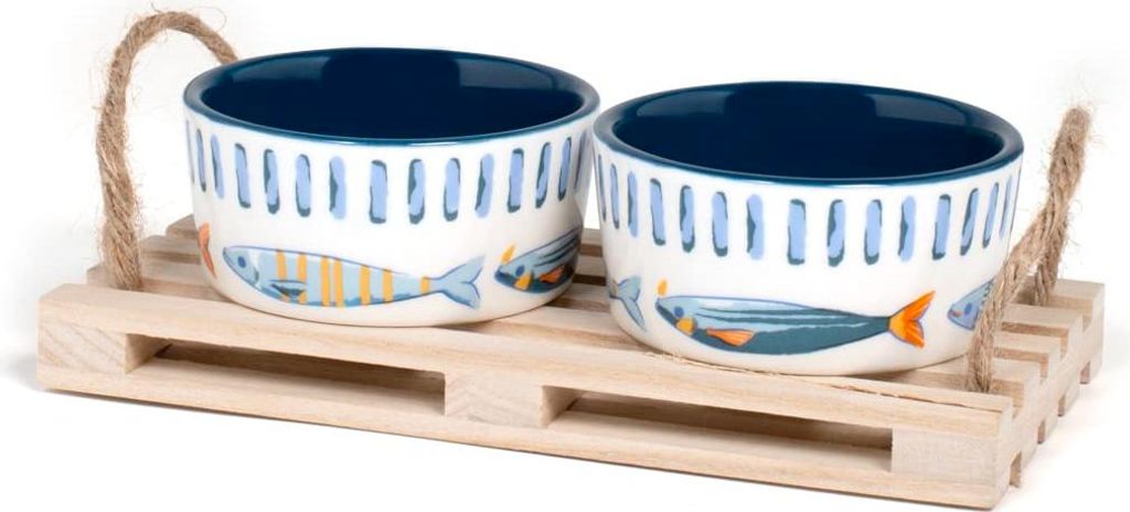 H&h 2er-Set Seaside-Becher mit Holzset cm 8,5