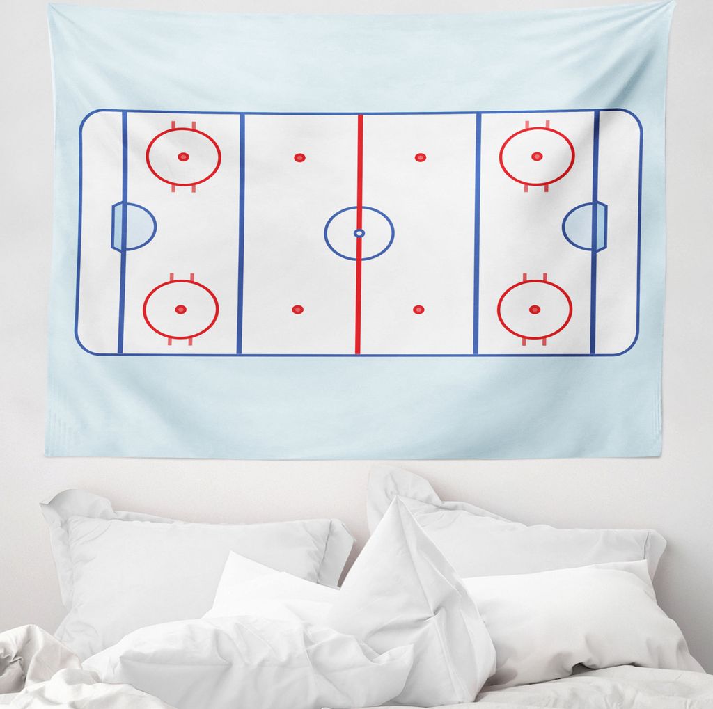 ABAKUHAUS Eishockey Wandteppich, Grafik-Feld Kontur aus Weiches Mikrofaser Stoff Waschbar ohne Verblassen Digitaldruck, 150 x 110 cm, Hellblau Blau...