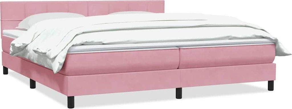 vidaXL Boxspringbett mit Matratze Rosa 180x210 cm Samt