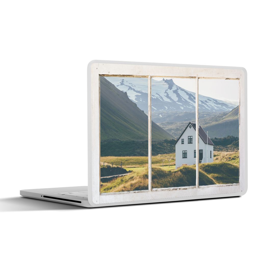 MuchoWow Laptop Aufkleber Sticker Cover Aussicht - Haus - Berg 30x22 cm - Laptop-Sticker