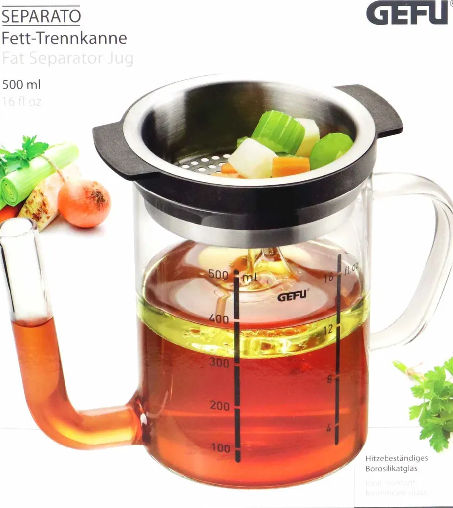 Gefu Separatore Grassi Design 21720 Vetro e Acciaio - 500ml - 11