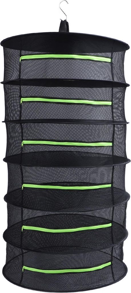 Kräuter-Trockengestell Fluoreszierend Grün Reißverschlussabdeckung Öffnung Design Multifunktional Wasserdicht Hängend Mesh Net 6 Lagen
