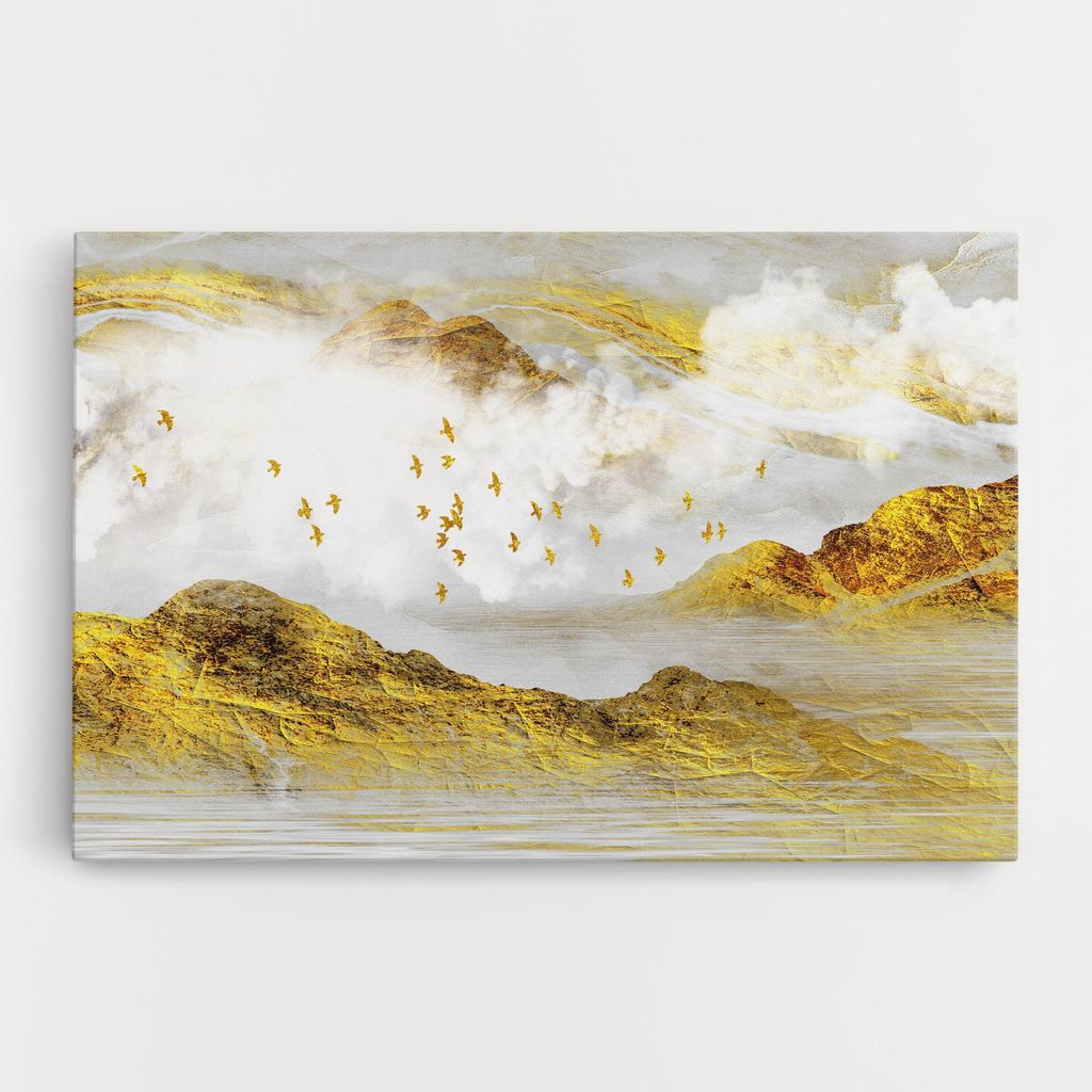 ARTHUB Leinwandbild 20x30 cm, Gold Mountains Abstract | Wohnzimmerdekoration, Hängende Bilder, Wanddekoration, Heimdekoration, Abstrakte, Abstra...