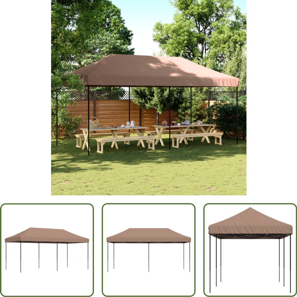 The Living Store Partyzelt Faltbar Pop-Up Braun 580x292x315 cm