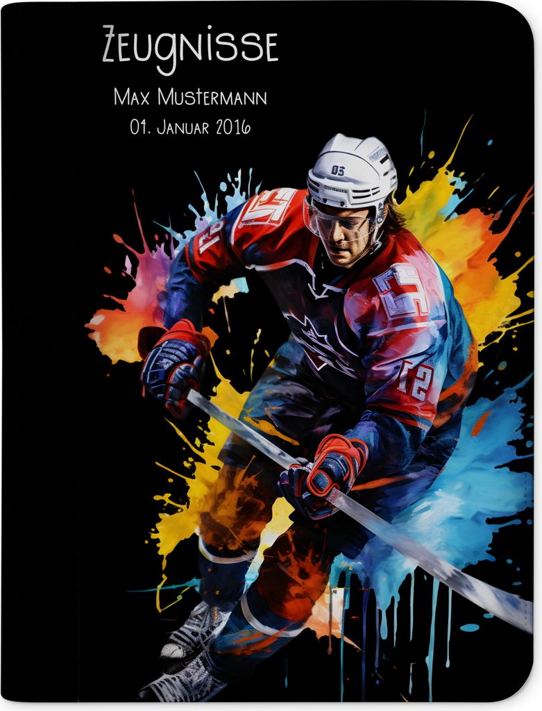 Zeugnismappe, Zeugnis Ordner A4, Eishockey Spieler