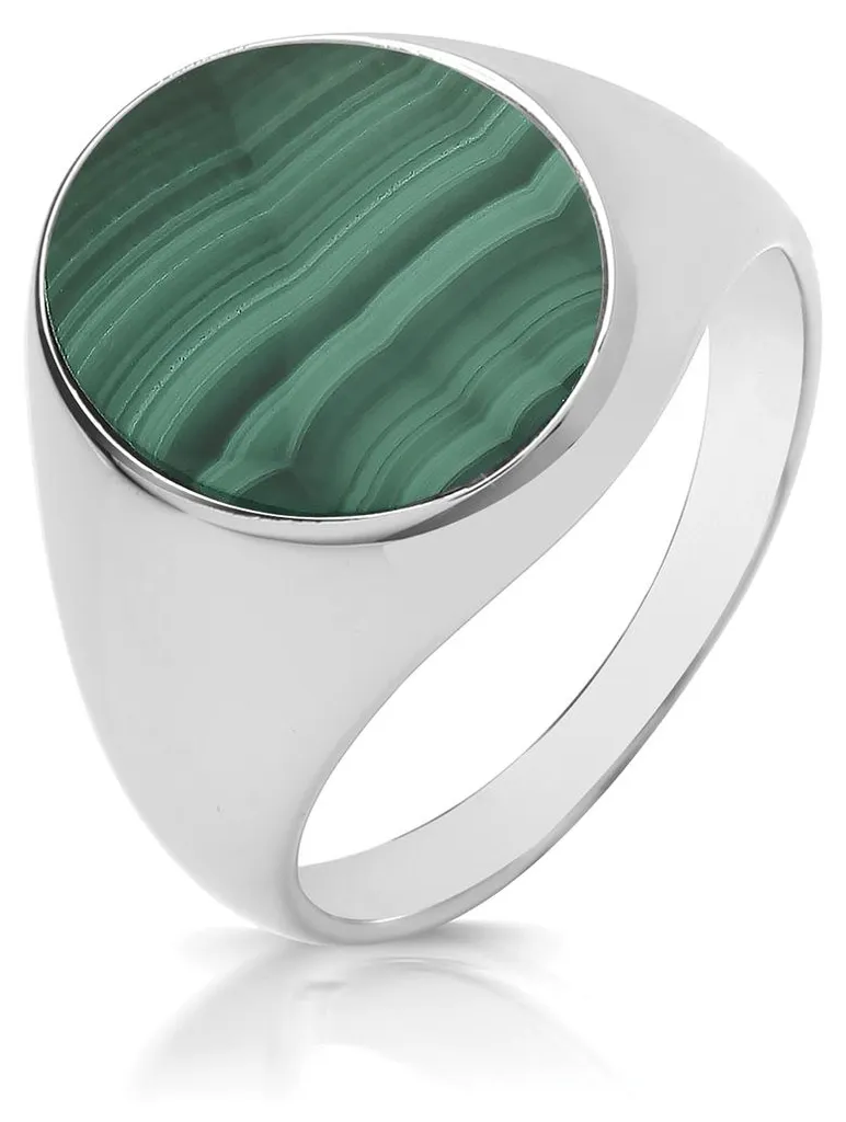 Bague Argent 925 Homme avec Malachite Naturelle Verte, Modèle TRS33135RSZ