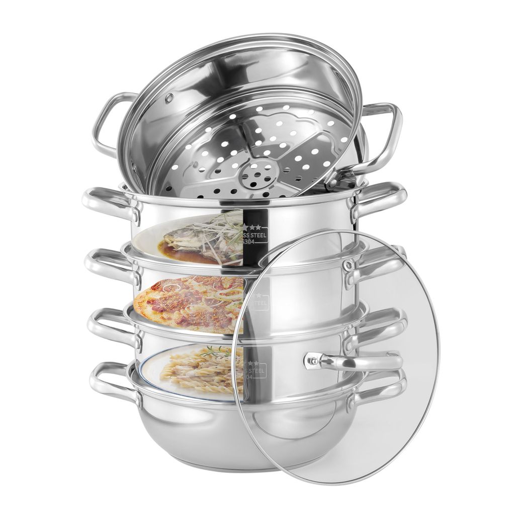 Dampfgarer 28cm Edelstahl - 2-lagig Für Gemüse & Knödel