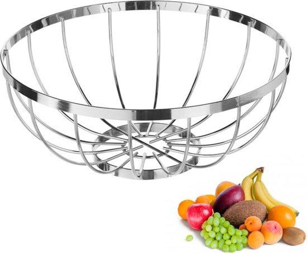 Runder Metallteller - Silber - Durchmesser 31 Cm - Für Obst