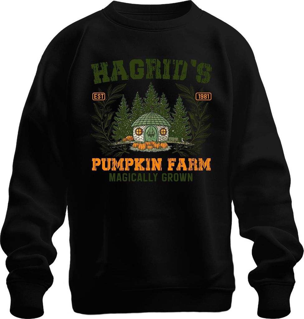 Hagrids Kürbisfarm Magisch Harry Potter Halloween Herbst Vintage Uni Sweatshirt Pullover, Schwarz, XL