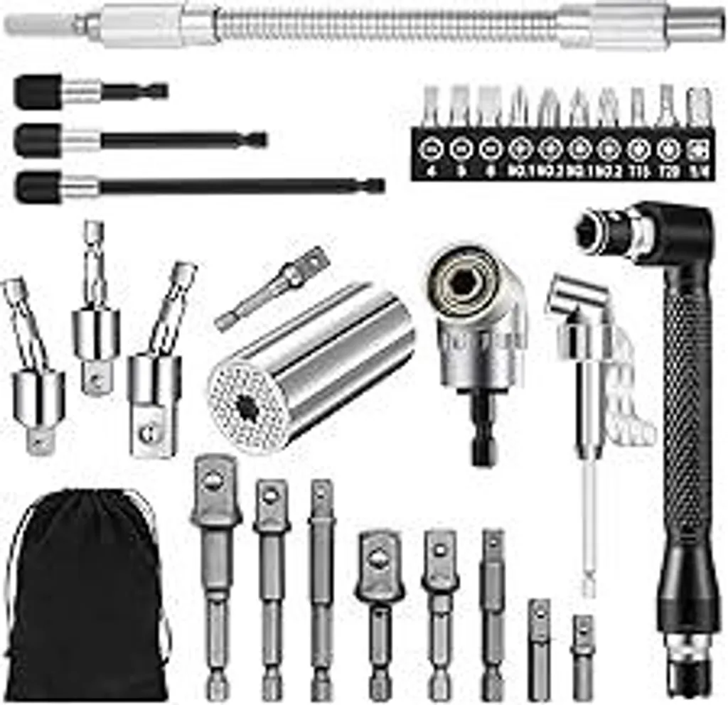 KIT BOMBA 31 PEZZI: Prolunga Trapano Flessibile e Angolo 105°