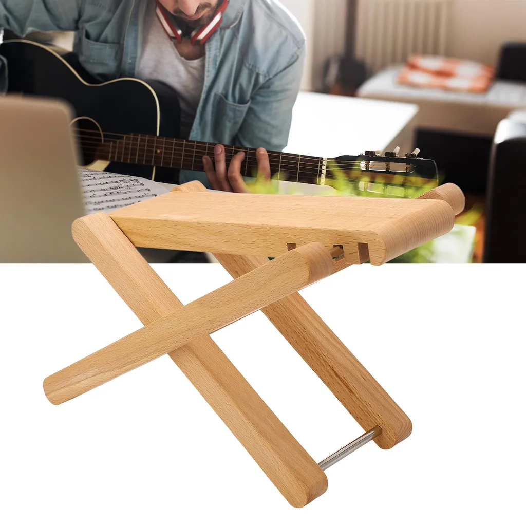 Support de pied pour guitare classique bois pliable hauteur ajustable - 11