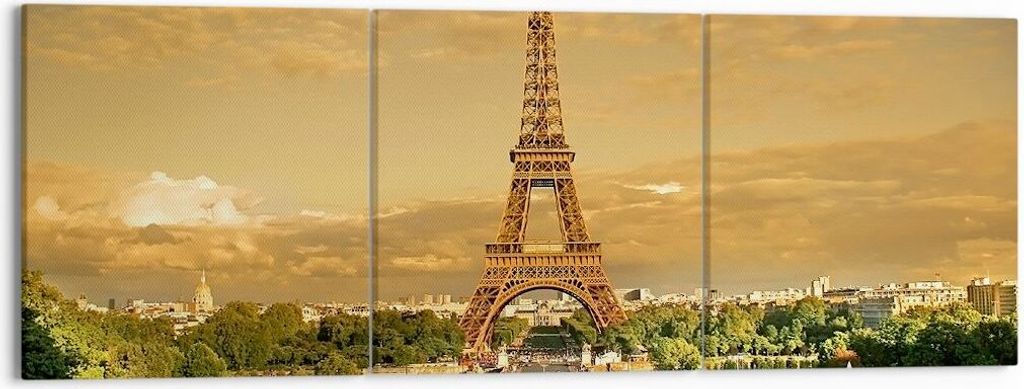 Bild auf Leinwand - Leinwandbild - Eiffelturm Frankreich Paris - 150x50cm - Wand Bild - Wanddeko - Leinwanddruck - Bilder - Kunstdruck - Wanddekora...