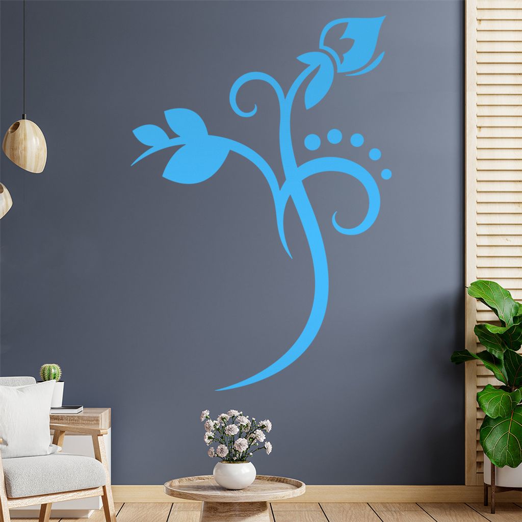 Blume - Linien Punkte Wandtattoo in 6 Größen - Wandaufkleber Wall Sticker - Dekoration, Küche, Wohnzimmer, Schlafzimmer, Badezimmer