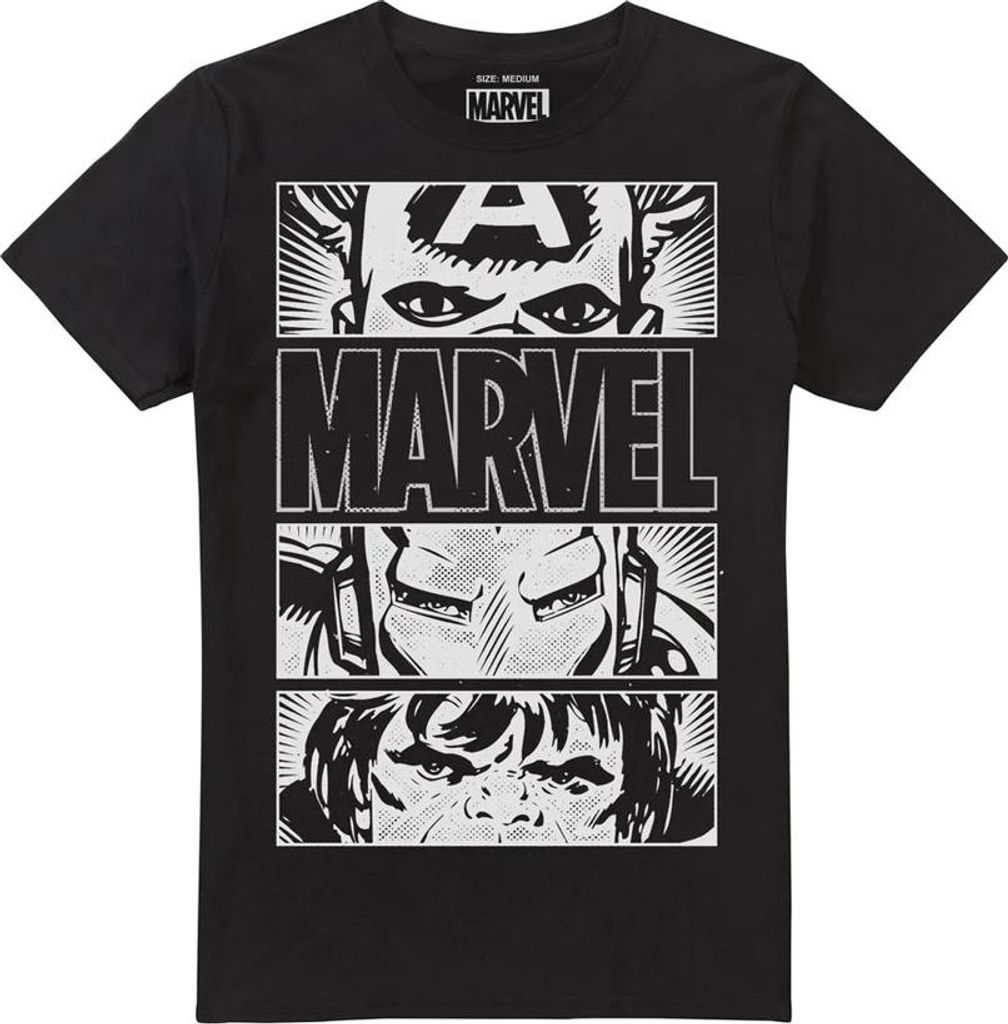 Marvel - "Heroes Eyes" T-Shirt für Herren TV885 (XXL) (Schwarz/Grau)