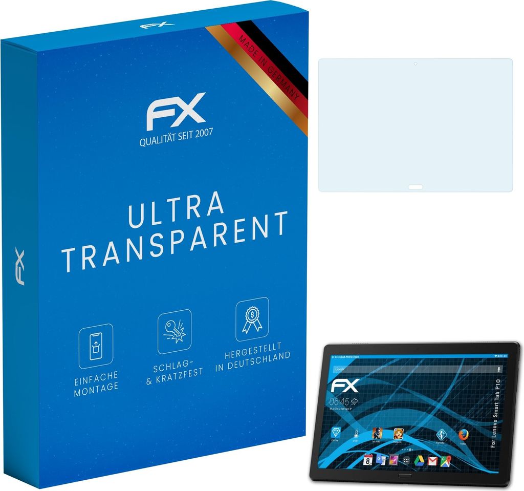atFoliX FX-Clear 2x Schutzfolie kompatibel mit Lenovo Smart Tab P10 Displayschutzfolie