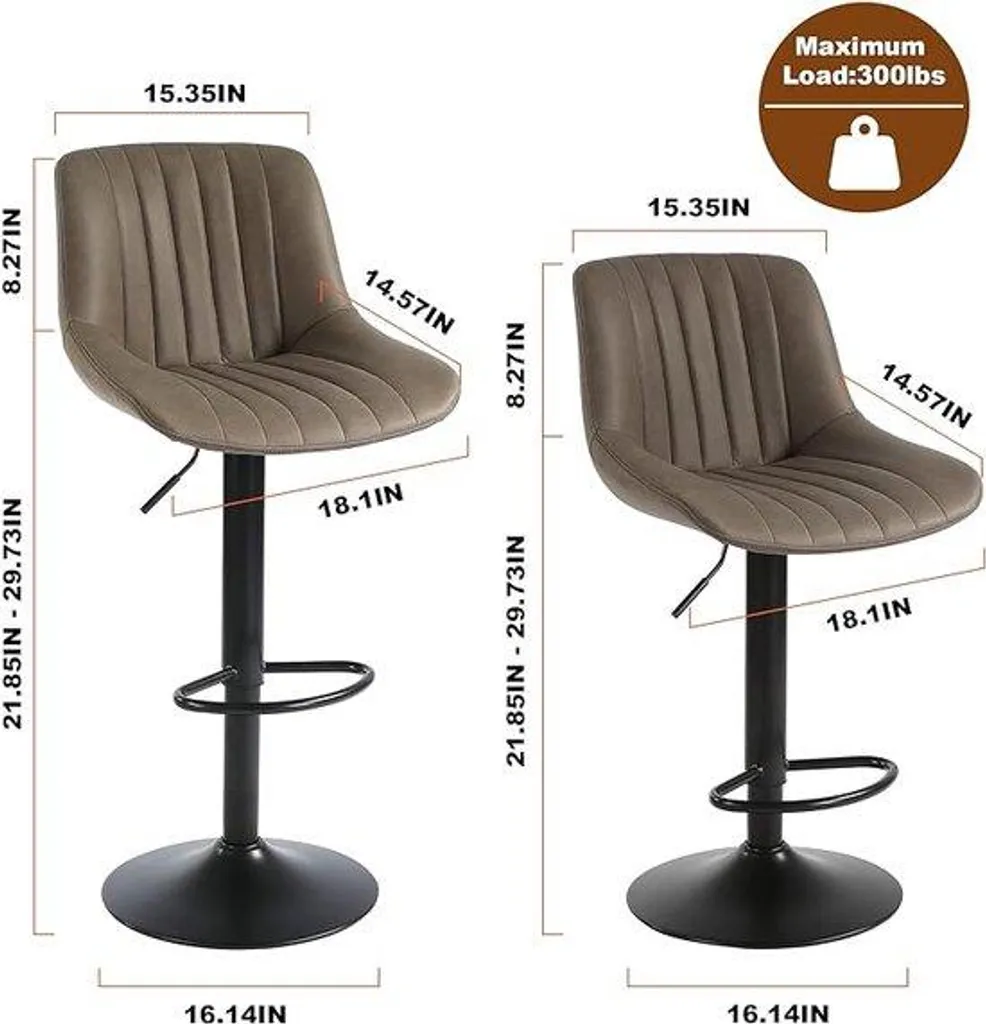Paire de tabourets de bar pour îlot central de cuisine en métal gris