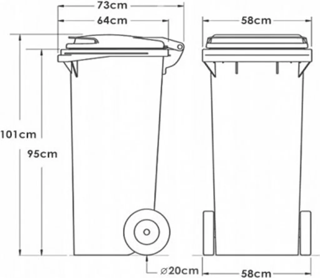 Cendrier nabbi Mulltonne 240 L brun avec couvercle anti-odeur et vent - 3
