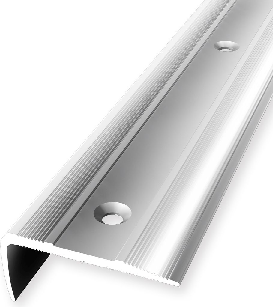 Treppenkantenprofil 16 x 38 x 2500 mm Winkelprofil Einfasshöhe 0 - 14 mm Aluminium Geriffelt Versenkt Gebohrt Alu poliert Küberit