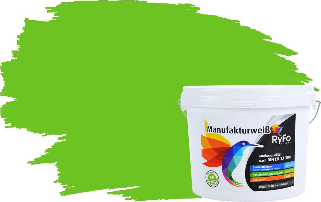 RyFo Colors Bunte Wandfarbe Manufakturweiß Limettengrün 3l  Produktbild 
