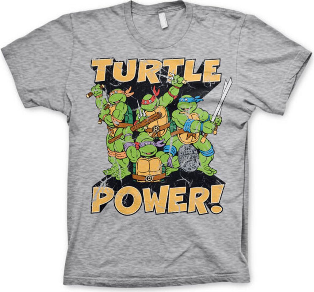 TMNT - Turtle Power! T-Shirt - Small - Heather-Grey