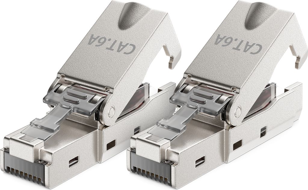 deleyCON 2x CAT 6a Werkzeugloser RJ45 Netzwerkstecker mit Produktbild 