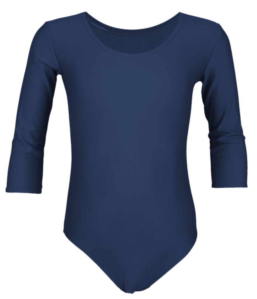 Aquarti Mädchen Body 3/4 Arm Ballett Trikot, Farbe: Dunkelblau, Größe: 158