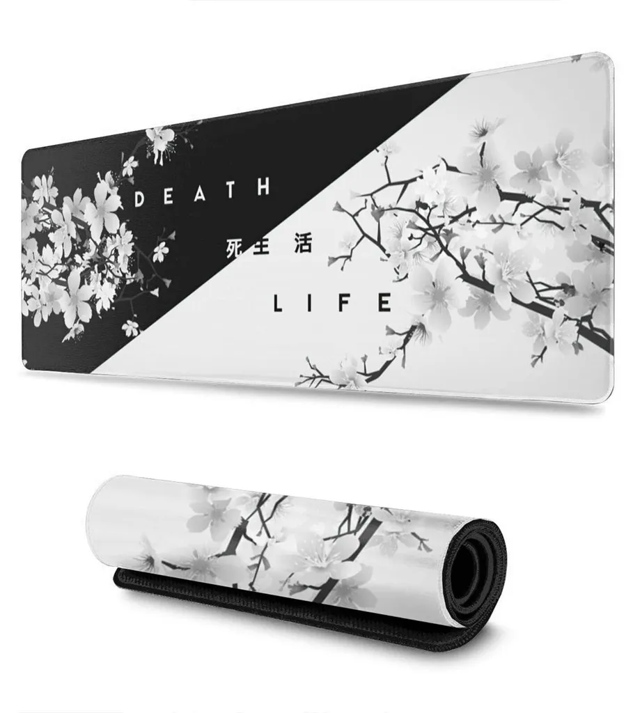 Grand Tapis de Souris Allongé Design Zen Cerisier pour Bureau XL