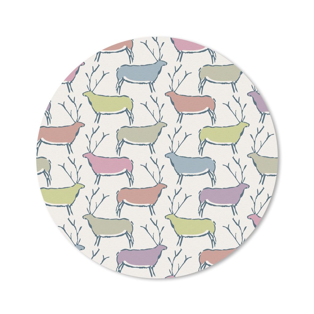 MuchoWow Mauspad Mousepad Muster - Hirsche - Beige 50x50 cm - Mousepads - Maus Mat - Pad - Mausunterlage - Vinyl