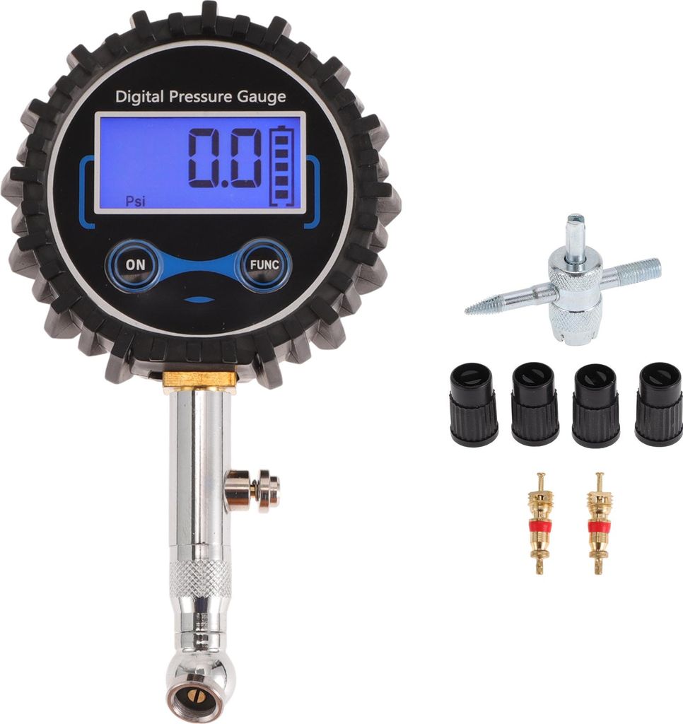 1 Set Universal Digitaler Reifendruckmesser mit 4-in-1 Reifenreparaturwerkzeug 0-200PSI Digitaler Luftdruckmesser für Autos