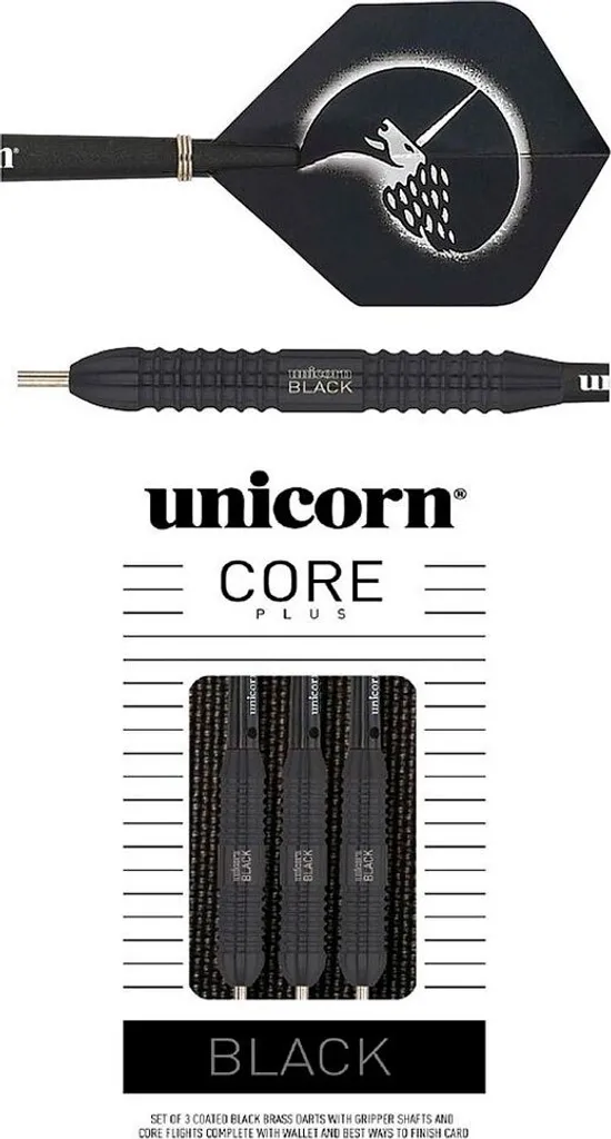 Jeu de fléchettes Unicorn Brass Core Plus avec ailettes aérodynamiques - 6