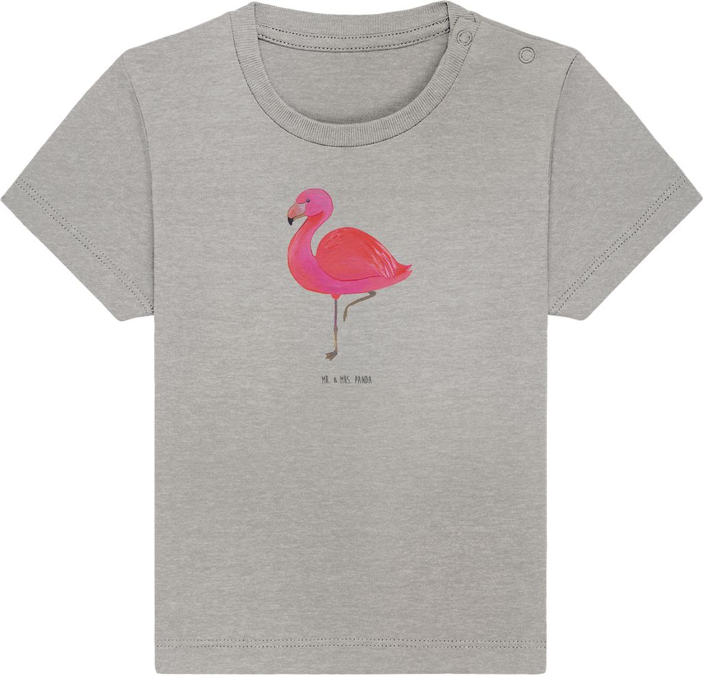 Mr. & Mrs. Panda T-Shirt Flamingo Classic 12. - 18. Monat - Heather Grey - Geschenk, Kleinkind Shirt, Babyshirt, Kinder, Prächtig, Baby Baumwollsh...