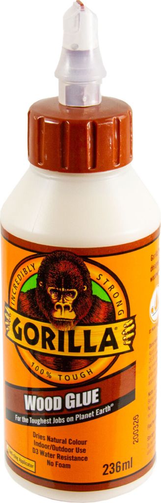 A bottle of Gorilla Wood Glue against a white background.