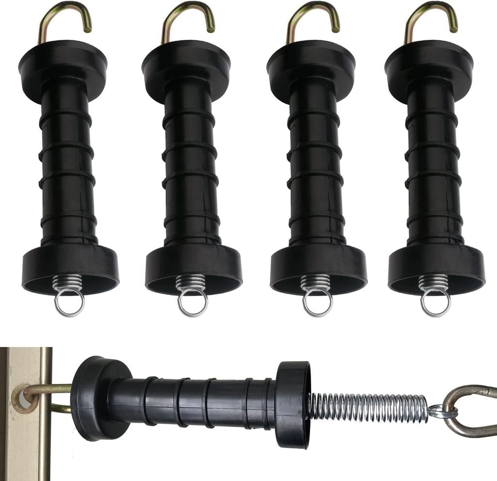5 Stück Elektrozaun-Torgriffe, Isolierte Türgriffe, Gefederter Zauntürgriff, Leicht Zu Greifen (Schwarz)