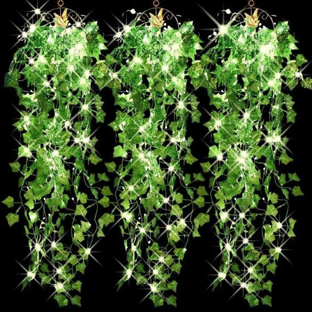 Lierre artificiel avec LED 1,1m pour décoration jardin et terrasse